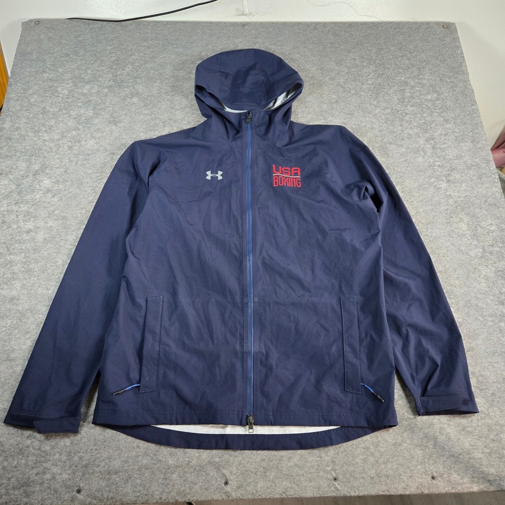 Under Armour Mens Navy USA Boxing Hooded Windbreaker Jacket Large
